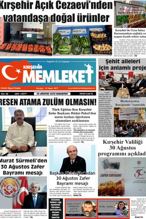 Kırşehir Memleket Gazetesi 30.08.2025
