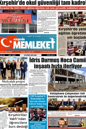 Kırşehir Memleket Gazetesi 09.09.2025