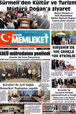 Kırşehir Memleket Gazetesi 18.10.2025