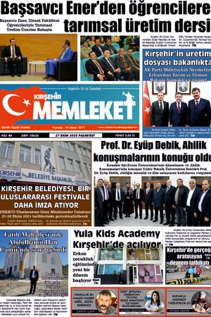 Kırşehir Memleket Gazetesi 27.10.2025