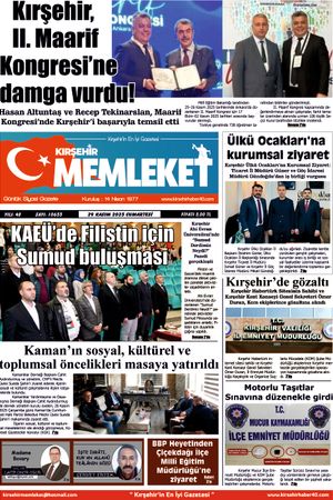 Kırşehir Memleket Gazetesi 29.11.2025