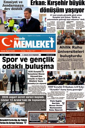 Kırşehir Memleket Gazetesi 11.12.2025