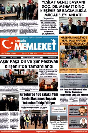 Kırşehir Memleket Gazetesi 18.12.2025