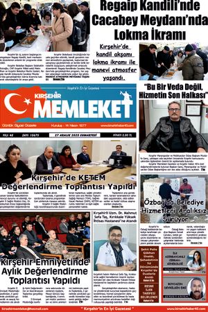 Kırşehir Memleket Gazetesi 27.12.2025
