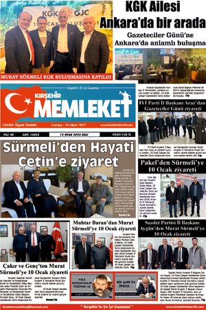 Kırşehir Memleket Gazetesi 13.01.2026