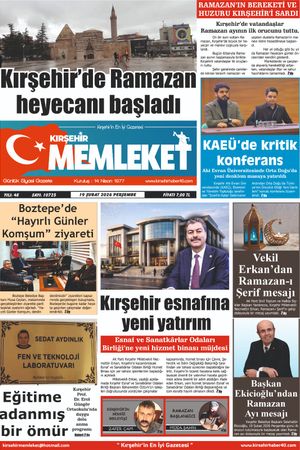 Kırşehir Memleket Gazetesi 19.02.2026