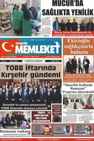 Kırşehir Memleket Gazetesi 16.03.2026