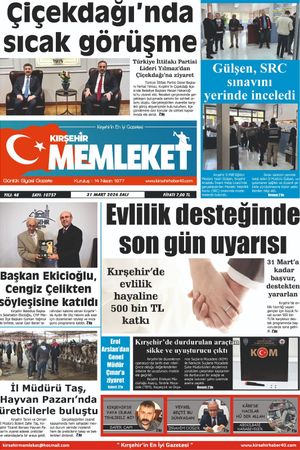 Kırşehir Memleket Gazetesi 31.03.2026