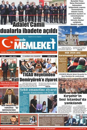 Kırşehir Memleket Gazetesi 15.06.2026