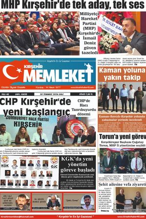 Kırşehir Memleket Gazetesi 28.07.2026