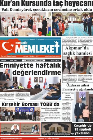 Kırşehir Memleket Gazetesi 15.08.2026