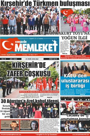 Kırşehir Memleket Gazetesi 01.09.2026