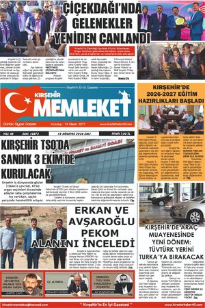 Kırşehir Memleket Gazetesi 18.08.2026