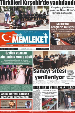 Kırşehir Memleket Gazetesi 29.09.2026