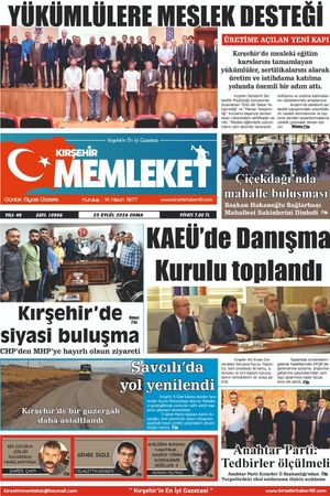 Kırşehir Memleket Gazetesi 25.09.2026