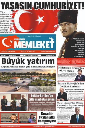 Kırşehir Memleket Gazetesi 29.10.2026